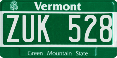 VT license plate ZUK528
