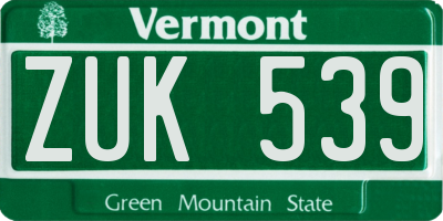 VT license plate ZUK539