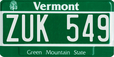 VT license plate ZUK549