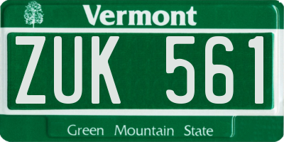 VT license plate ZUK561
