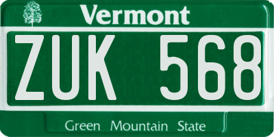 VT license plate ZUK568