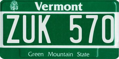 VT license plate ZUK570
