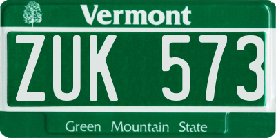 VT license plate ZUK573