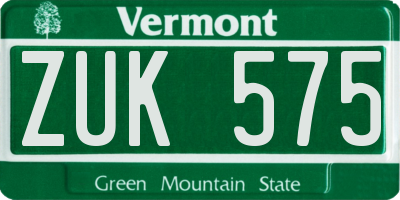 VT license plate ZUK575