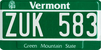 VT license plate ZUK583