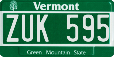 VT license plate ZUK595