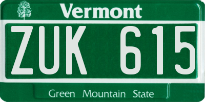 VT license plate ZUK615