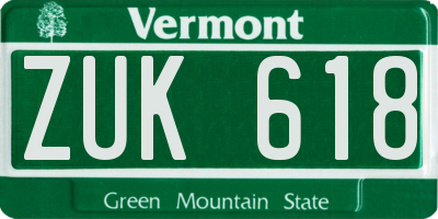 VT license plate ZUK618
