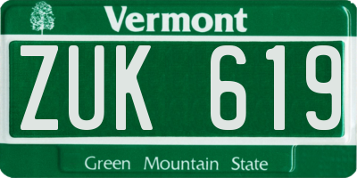 VT license plate ZUK619