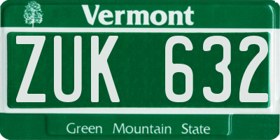 VT license plate ZUK632