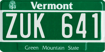 VT license plate ZUK641