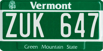 VT license plate ZUK647