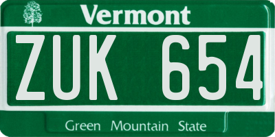 VT license plate ZUK654