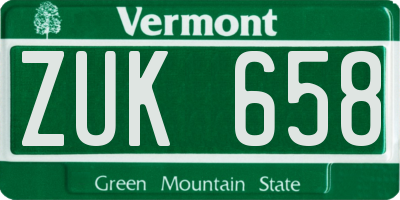VT license plate ZUK658
