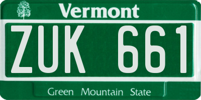 VT license plate ZUK661