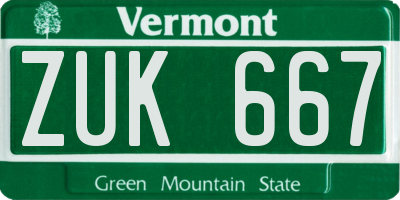 VT license plate ZUK667