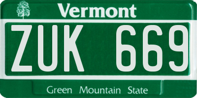 VT license plate ZUK669