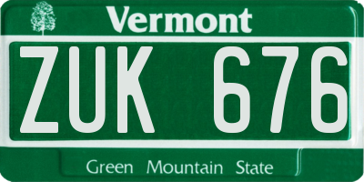 VT license plate ZUK676
