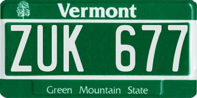 VT license plate ZUK677