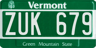 VT license plate ZUK679