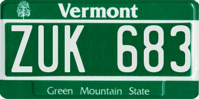 VT license plate ZUK683