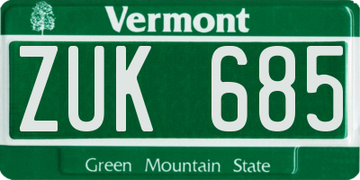 VT license plate ZUK685
