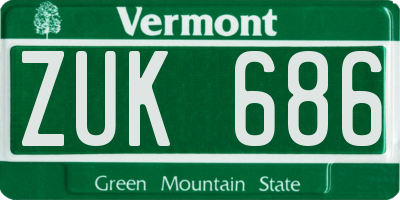 VT license plate ZUK686