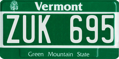 VT license plate ZUK695