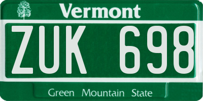 VT license plate ZUK698