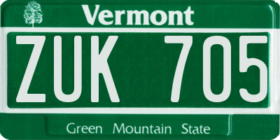 VT license plate ZUK705