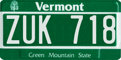 VT license plate ZUK718