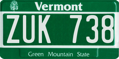 VT license plate ZUK738