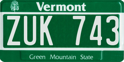 VT license plate ZUK743