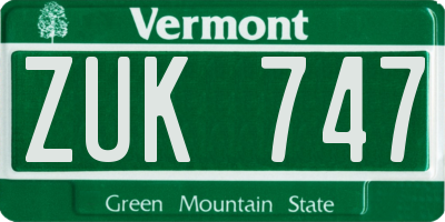 VT license plate ZUK747
