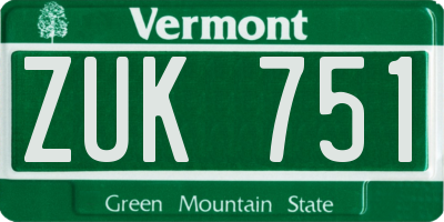 VT license plate ZUK751