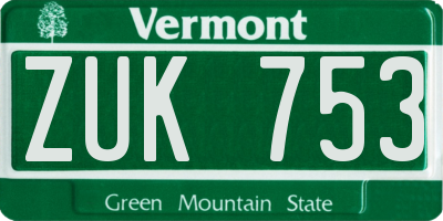 VT license plate ZUK753