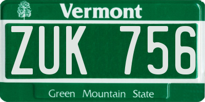 VT license plate ZUK756
