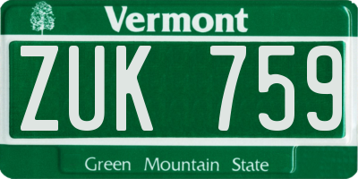 VT license plate ZUK759