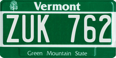 VT license plate ZUK762