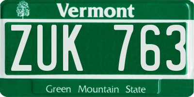 VT license plate ZUK763
