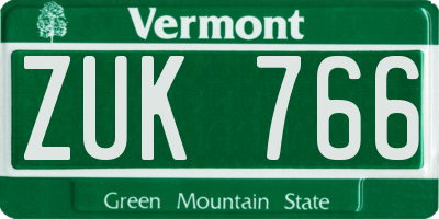 VT license plate ZUK766