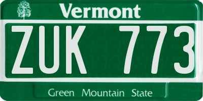 VT license plate ZUK773