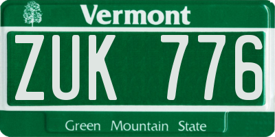 VT license plate ZUK776