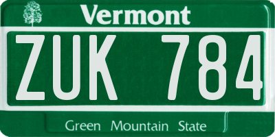 VT license plate ZUK784
