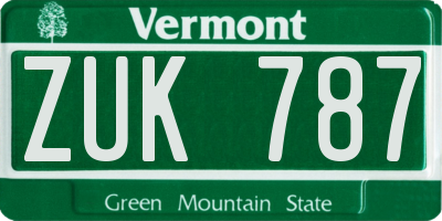 VT license plate ZUK787