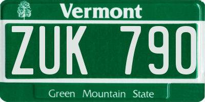 VT license plate ZUK790