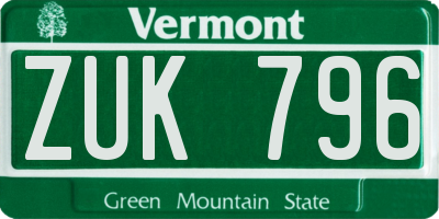 VT license plate ZUK796