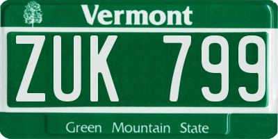 VT license plate ZUK799