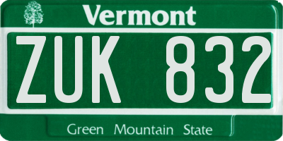 VT license plate ZUK832