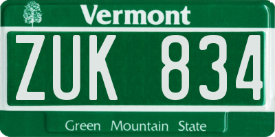 VT license plate ZUK834